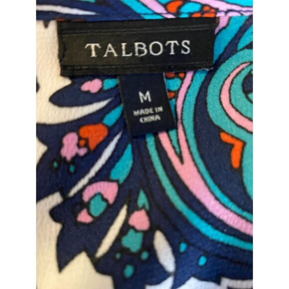 Talbots Multi Colored Paisley, Keyhole Neckline, Balloon Ruffled Flutter Long Sl - Picture 6 of 6